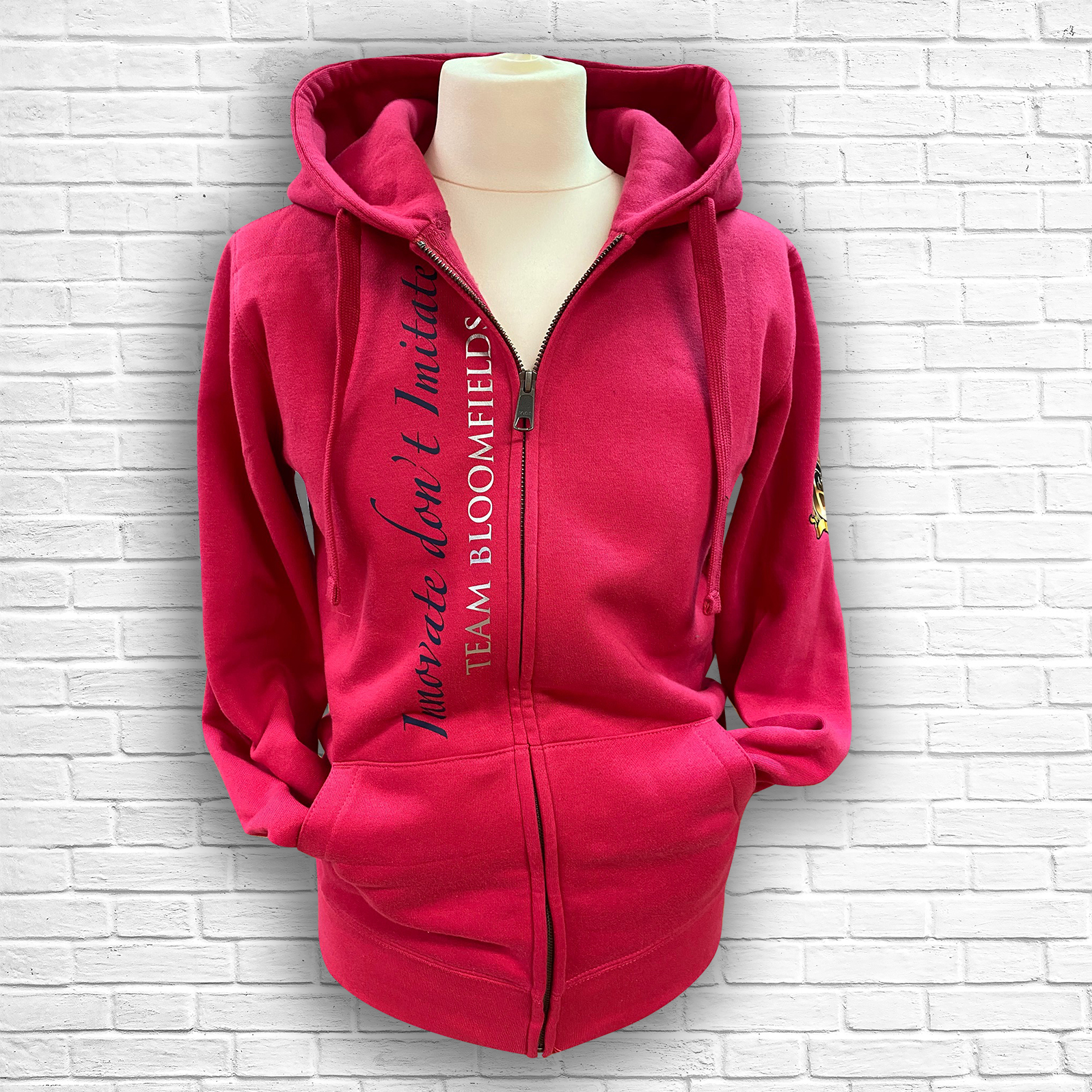 Flo Hot Pink Ladies Team Fitted zip hoodie - BLOOMFIELDS Horseboxes